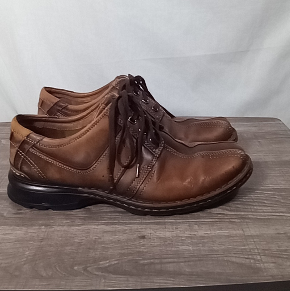 Clarks Touareg Brown Leather Casual Oxford Shoes Size 10.5